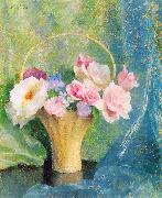 Hills, Laura Coombs Basket of Flowers oil painting reproduction